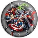 ERT GROUP Ceas de perete original și cu licență oficială Marvel Shiny Avengers 003 Marvel Black Quiet, Design unic, Mâini din metal lăcuit, 30,5 cm (12")