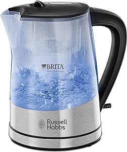 Ceainic Russell Hobbs [inserție filtru de apă BRITA MAXTRA+] Purity (1l + inserție filtru de 0,5l, 2200 W, iluminare cu LED, inclusiv cartuș de filtru, filtru de calcar, indicator de schimbare a cartușului) Ceainic pentru ceai 22850-70