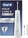 Oral-B AquaCare 6 Cordless Oral Irrigator, 3 duze de înlocuire, curățător interdentar, curățare delicată a dinților și gingiilor sănătoase, tehnologie Oxyjet, 3 moduri pentru îngrijire dentară, cadou bărbat/femeie, alb/gri