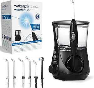 Waterpik Ultra Professional Waterflosser irigator oral fix cu 7 atașamente, interval de presiune de la 0,7-7 bar reglabil prin 10 setări de presiune, cronometru integrat, negru (WP-662EU)