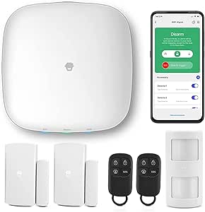 Chuango LTE-400 - Sistem de alarmă WiFi + 4G, sistem de securitate wireless pentru casă cu stație de bază, 93 db, 2 senzori de ușă/fereastră, detector de mișcare pentru animale de companie și 2 telecomenzi la îndemână