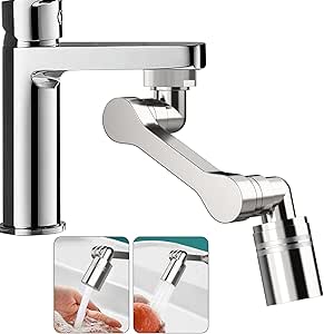 Vinabo 1440°Turnable Multifunctional Extension Tap, Extensie robinet multifuncțională cu 2 jeturi, aerator robinet cu butoane reglabile pentru baie bucătărie, potrivit pentru M20/22/24