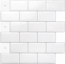 Art3d 10 bucăți 30,5 x 30,5 cm Gresie backsplash Autoadezivă bucătărie Gresie adezivă bucătărie baie Alb radiant