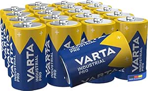 Baterii VARTA D Mono, 20 bucăți, Industrial Pro, baterii alcaline, 1.5V, pachet de depozitare, Made in Germany