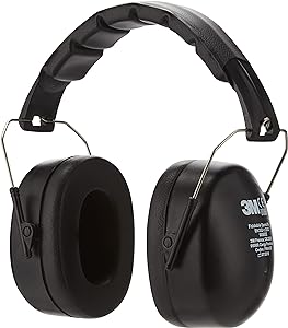 3M Earmuffs 90563E, Earmuffs pliabile, Protecție auditivă confortabilă recomandată pentru niveluri de zgomot între 94 și 105 dB, negru, 1 buc