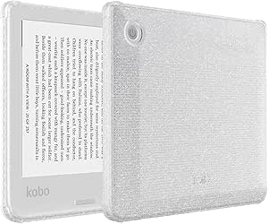 TUDIA SKN compatibil cu Tolino Vision 6 Cover/Kobo Libra 2 Cover (7"), [Colțuri întărite] Shockproof Slim Clear Back Lightweight Glitter Grip Sides TPU Bumper - Glitter Clear