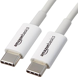 Amazon Basics - Cablu de conectare, USB tip C la USB tip C, USB 2.0, 1,8 m, alb