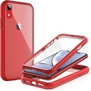 JETech Caz pentru iPhone XR 6.1 inch cu Built-in Anti-Scratch Film de protecție, 360 grade Full Body Rugged Mobile Phone Cover Transparent spate (Red)