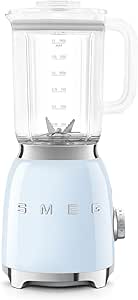 SMEG, BLF03PBEU, mixer stand 1.5 l, 4 setări de viteză, 4 programe automate, lamă dublă detașabilă, deschidere capac transparent cu capac de dozare, antiderapant, 800W, albastru