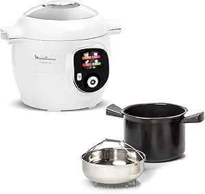 Moulinex Cookeo+ Multicooker inteligent cu presiune ridicată, 6 litri, 80 de rețete integrate, fără supraveghere, afișaj intuitiv, ghid de gătit pas cu pas, aplicație dedicată, alb CE854110