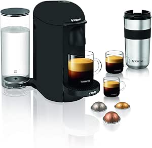 Krups YY2778FD Nespresso Vertuo mașină de capsule pentru espresso sau cafea, 40 ml până la 410 ml, Titan noir mat