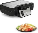 Sandwich maker Krups FDK453 | formă triunghiulară | strat antiaderent | plăci XL adânci de 25x12 cm | funcție de stocare verticală | stocare cablu | mâner izolat termic | oțel inoxidabil / negru