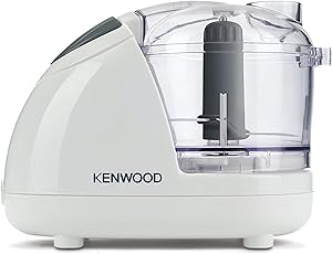 Chopper Kenwood CH180B, puternic și compact, 2 viteze, recipient de 350 ml pentru o capacitate de tocare de 150 g, lame din oțel inoxidabil, 300 wați, alb