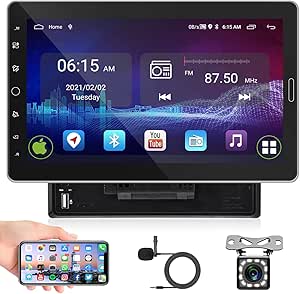 Radio auto cu navigație prin satelit cu ecran tactil de 10,1 inch Android 11 Universal 1 Din Radio GPS Navigation/Bluetooth/HD1080P/WiFi/FM RDS Radio/Mirror Link pentru Android&iOS/control volan, cameră de mers înapoi