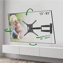 Suport de perete lung pentru TV Barkan, suport pentru TV plat și curbat de 13-75 inch, pivotant / basculant / cu mișcare completă, rezistă până la 43Kg, extensie extra lungă, pentru LED OLED LCD, Max. VESA 600x400