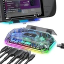 JSAUX RGB Docking Station pentru Steam Deck (OLED)/ROG Ally/Legion Go, 12-in-1 Steam Deck Dock cu 4K@120Hz HDMI & DisplayPort Gigabit Etherne USB-C 3.2 USB-A 3.2, suport VRR, ALLM, HDR - HB1201S