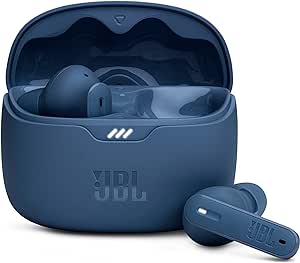 JBL Tune Beam - Căști in-ear true wireless, rezistente la apă, cu anulare a zgomotului în albastru - Cu până la 48 de ore de redare a muzicii