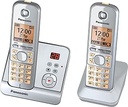 Telefon fără fir Panasonic KX-TG6722GS Duo (ecran de 4,6 cm (1,8 inch), tastă inteligentă, apelare mâini libere, robot telefonic) argintiu perlat