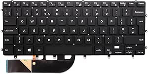 AJPARTS Tastatură laptop pentru Dell XPS 15 9550, 15 7568, 15 9570, 15 9560, layout UK, iluminare din spate, tastatură QWERTY, cu cadru DP/N: 0VC22N, VC22N