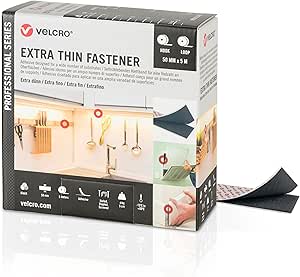 Bandă cu cârlig și buclă VELCRO Extra Thin Fastener 50mm x 5m, negru