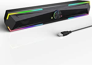 Difuzor Hoppac pentru PC, difuzor de jocuri RGB soundbar, conexiune USB/Bluetooth, difuzoare pentru desktop-uri, laptop-uri, telefoane mobile și tablete