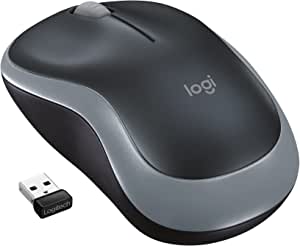 Logitech M185 Wireless Mouse, 2.4 GHz cu receptor USB Nano, 12 luni de viață a bateriei, urmărire optică 1000 DPI, stângaci și dreptaci, compatibil cu PC, Mac, laptop - Gri