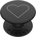 PopSockets 800667 PopGrip - Bază extensibilă și prindere pentru smartphone-uri și tablete cu un vârf interschimbabil - White Heart Black