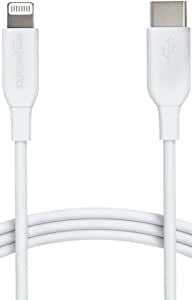 Amazon Basics - Cablu de încărcare de la USB-C la Lightning, cablu de încărcare certificat MFi pentru iPhone 13/12/11/11/X/XS/XR/8, pentru încărcătoare Type-C, suportă Power Delivery, alb, 0,9 m|||20V, 3A