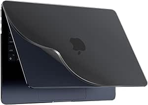 Manșon moale BlueSwan compatibil cu MacBook Air 13.6 inch M3 M2 A3113 A2681, lansat în 2022 2024, manșon de protecție PP rezistent la șocuri și mat anti amprentă - Matte Black