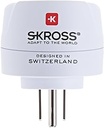 SKROSS Country Adapter Europe to USA: Adaptor de călătorie pentru călătoriile din Europa în țările care utilizează standardul american, alb