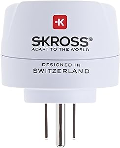 SKROSS Country Adapter Europe to USA: Adaptor de călătorie pentru călătoriile din Europa în țările care utilizează standardul american, alb