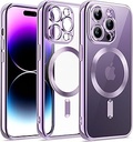 JETech Soft Clear Case pentru iPhone 14 Pro Max 6.7 inch, protecție completă a camerei, compatibilă cu încărcare wireless MagSafe, carcasă pentru telefon mobil TPU electroplacată antișoc (violet deschis)