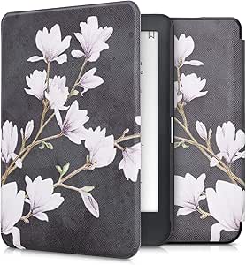 kwmobile Flip Cover compatibil cu Kobo Clara HD Cover - Husă pentru eReader - Magnolia Taupe White Dark Grey