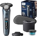 Aparat de ras Philips S8000 - Aparat de ras electric umed și uscat cu tehnologie SkinIQ în albastru gheață, cu trimmer pliabil integrat, stație de încărcare, stație de curățare și geantă de călătorie (model S8692/55)