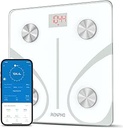 RENPHO Cântar de grăsime corporală Cântar personal digital Bluetooth Cântar de analiză corporală cu App Smart Scale pentru grăsime corporală, IMC, masă musculară, proteine, BMR, alb, 11 inch/280 mm