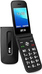 SPC Titan - Telefon mobil pliabil pentru persoanele în vârstă, Butoane mari, Ușor de utilizat, Sonerie inteligentă și notificări, Configurare de la distanță, 2 butoane pentru memorie directă, USB-C, Negru