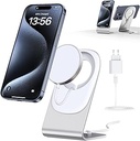 Mag Safe Charger, încărcător wireless 3 în 1 cu cablu USBC de 1,5 m, încărcător wireless magnetic inductiv compatibil cu seria iPhone15/14/13/12 și Airpods 2/3/Pro - alb