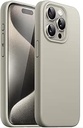 JETech Carcasă din silicon pentru iPhone 15 Pro Max 6,7 inch, carcasă completă pentru telefon mobil cu atingere moale și mătăsoasă, carcasă de protecție antișoc (Titanium Nature)