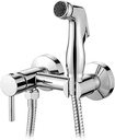 Ibergrif - Set de duș de mână pentru WC bidet montat pe perete, cu duș și suport, furtun, apă caldă și rece, crom