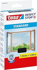 tesa Insect Stop STANDARD paravan pentru ferestre - paravanul pentru insecte poate fi tăiat la dimensiune - protecție împotriva țânțarilor fără găurire - plasă pentru muște antracit, 150 cm x 180 cm