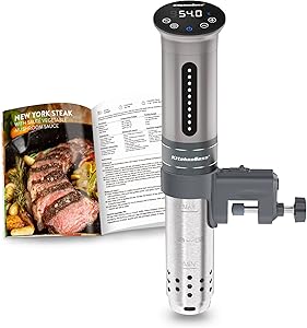 KitchenBoss Sous Vide Roner Kitchen Low Temperature Slow Cooker Professional Thermocirculator IPX7 impermeabil, cronometru cu ecran tactil, argintiu