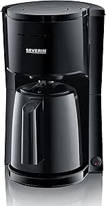 SEVERIN filtru de cafea cu ulcior termo, filtru de cafea pentru până la 8 cești, filtru de cafea atractiv cu ulcior de vid, negru, KA 9306, 1 litru