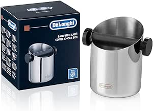 De'Longhi DLSC059 Recipient pentru robinet, pentru portafiltrul de espresso, cutie pentru robinet pentru zațul de cafea, accesorii pentru mașina de cafea pentru barista de acasă, recipient pentru robinet din oțel inoxidabil