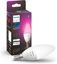 Lampă Philips Hue White & Color Ambiance E14, pachet unic, 320lm, reglabilă, până la 16 milioane de culori, controlabilă prin aplicație, compatibilă cu Amazon Alexa (Echo, Echo Dot)