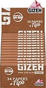 Gizeh 18357 King Size Pure Slim Plus Certified Organic Hemp-25 de broșuri de frunze fiecare + 34 de sfaturi, maro, S
