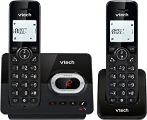 VTech CS2051 telefon fără fir cu robot telefonic și 2 handseturi, mod ECO+, telefon fix, negru, interzicerea apelurilor, funcție hands-free, butoane mari, ecran cu două linii