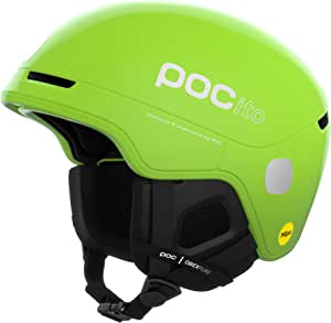 POC POCito Obex MIPS - Cască de schi și snowboard ușoară și reglabilă pentru copii cu reflector RECCO, galben fluorescent/verde, XXS (48-52cm)