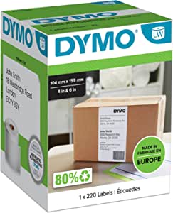 Etichete de expediere DYMO Original LabelWriter (foarte mari) pentru imprimanta de etichete LabelWriter 5XL/4XL | 104 mm x 159 mm | rolă cu 220 de etichete | autoadezive | pentru dispozitivul de etichetare LabelWriter