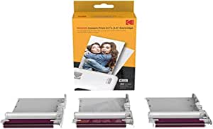 Kodak New Ink Ribbon Paper, 30 de cartușe foto pentru imprimantă foto cu sublimare cu colorant alb pentru Mini Shot Combo White Dye Sublimation