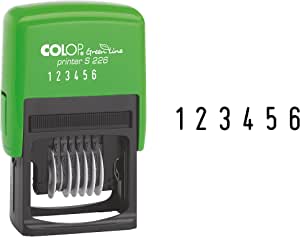 Colop 15526050 S226 Ștampilă numerică Green Line (6 cifre 0 - 9, autoîncrustantă, 22 x 4 mm) negru 819406